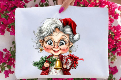 Whimsical Christmas Grandma Clipart PNG Bundle. Sublimation SVGArt 