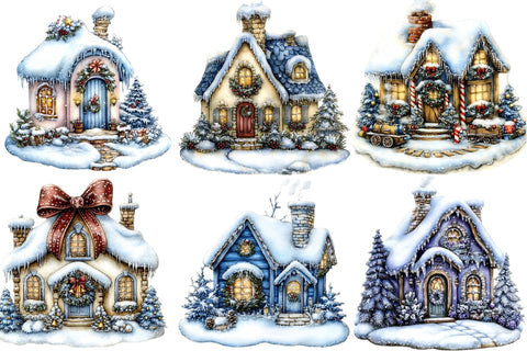 Whimsical Christmas Holiday Houses PNG Sublimation SVGArt 