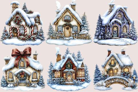 Whimsical Christmas Holiday Houses PNG Sublimation SVGArt 