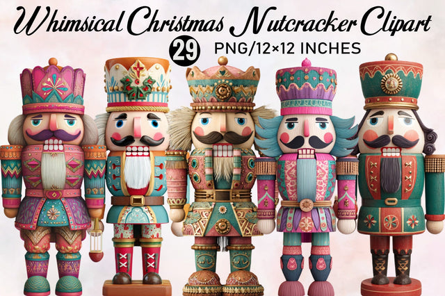 Whimsical Christmas Nutcracker Clipart Bundle. Sublimation SVGArt 