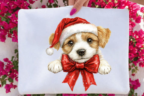 Whimsical Christmas Peeking Dog Clipart Sublimation SVGArt 