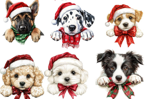 Whimsical Christmas Peeking Dog Clipart Sublimation SVGArt 