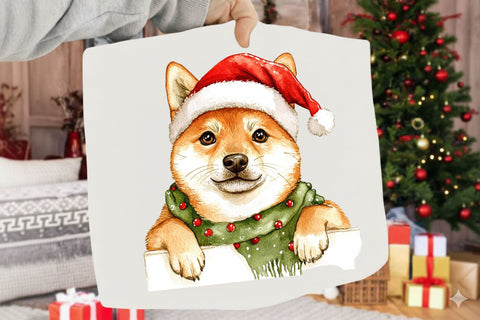 Whimsical Christmas Peeking Dog Clipart Sublimation SVGArt 