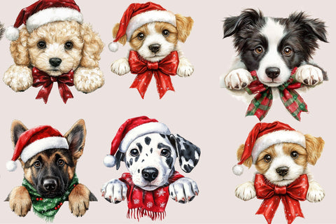 Whimsical Christmas Peeking Dog Clipart Sublimation SVGArt 
