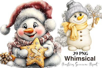 Whimsical Christmas Snowman Clipart Sublimation SVGArt 