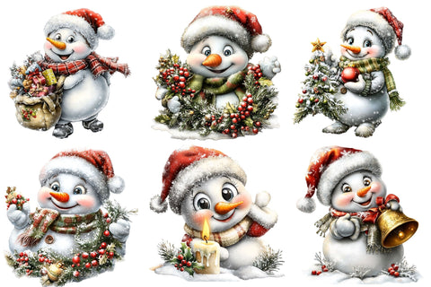 Whimsical Christmas Snowman Clipart Sublimation SVGArt 