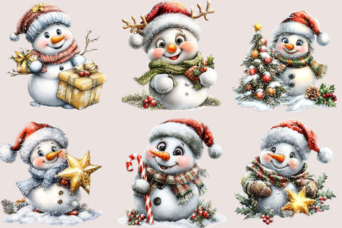 Whimsical Christmas Snowman Clipart Sublimation SVGArt 