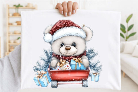 Whimsical Christmas Teddy Bear Clipart Bundle. Sublimation SVGArt 