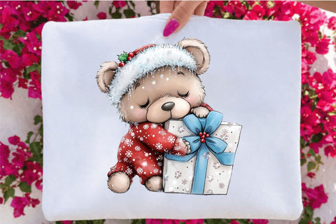 Whimsical Christmas Teddy Bear Clipart Bundle. Sublimation SVGArt 
