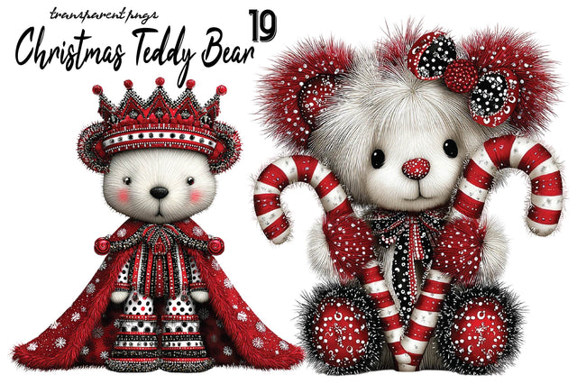 Whimsical Christmas Teddy Bear Clipart Sublimation SVGArt 