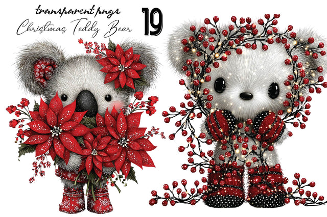 Whimsical Christmas Teddy Bear Clipart Sublimation SVGArt 