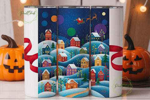 Whimsical Christmas Town 20oz Tumbler Sublimation PixelChick 