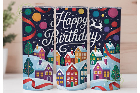 Whimsical Christmas Town 20oz Tumbler Sublimation PixelChick 