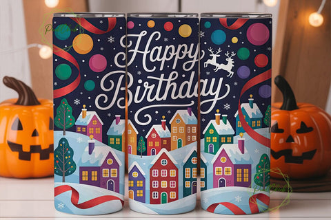 Whimsical Christmas Town 20oz Tumbler Sublimation PixelChick 