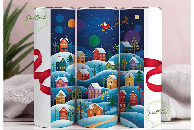 Whimsical Christmas Town 20oz Tumbler Sublimation PixelChick 