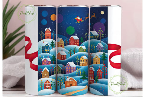 Whimsical Christmas Town 20oz Tumbler Sublimation PixelChick 