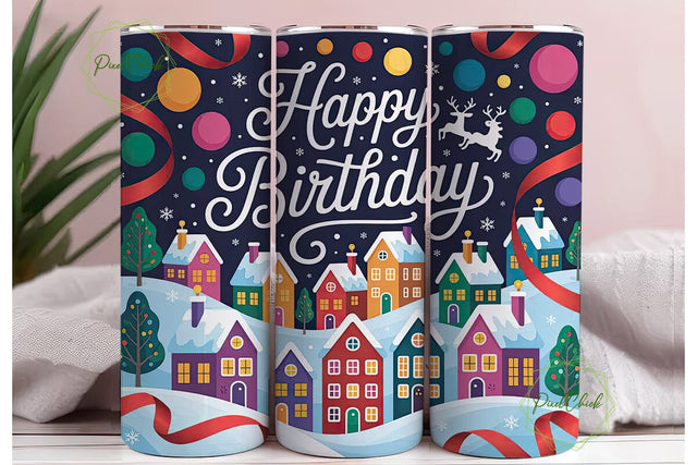 Whimsical Christmas Town 20oz Tumbler Sublimation PixelChick 