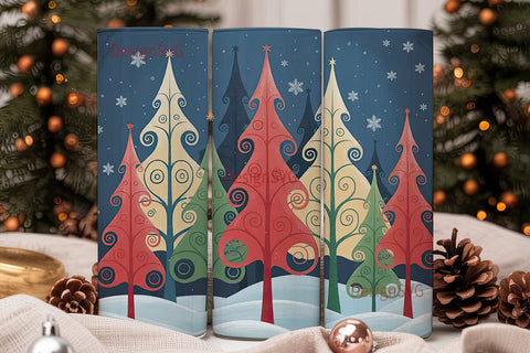 Whimsical Christmas Trees 20oz Tumbler Sublimation DesignSVG 