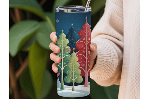 Whimsical Christmas Trees 20oz Tumbler Sublimation DesignSVG 