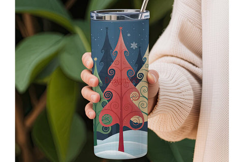 Whimsical Christmas Trees 20oz Tumbler Sublimation DesignSVG 