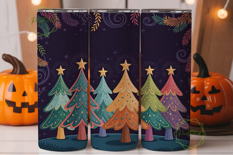 Whimsical Christmas Trees 20oz Tumbler Sublimation PixelChick 