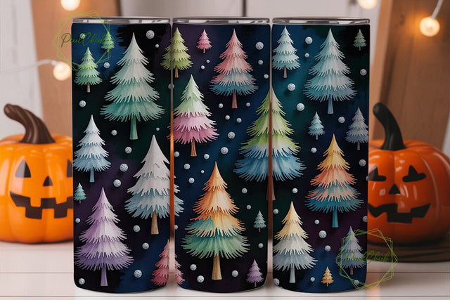 Whimsical Christmas Trees 20oz Tumbler Sublimation PixelChick 