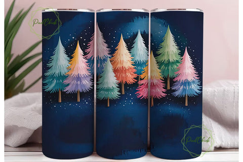 Whimsical Christmas Trees 20oz Tumbler Sublimation PixelChick 