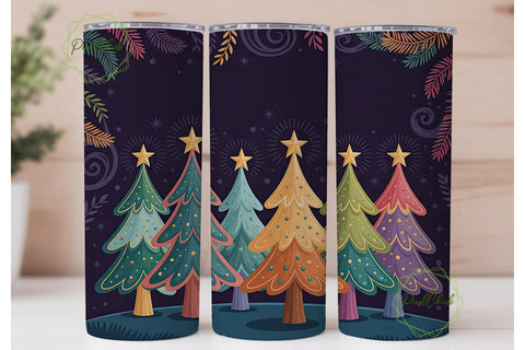 Whimsical Christmas Trees 20oz Tumbler Sublimation PixelChick 