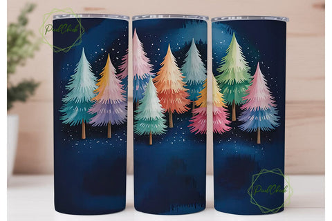 Whimsical Christmas Trees 20oz Tumbler Sublimation PixelChick 