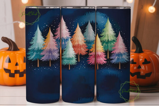 Whimsical Christmas Trees 20oz Tumbler Sublimation PixelChick 
