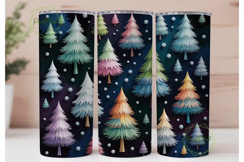 Whimsical Christmas Trees 20oz Tumbler Sublimation PixelChick 