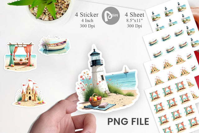 Whimsical Coastal Escape Sticker Sublimation artnoy 