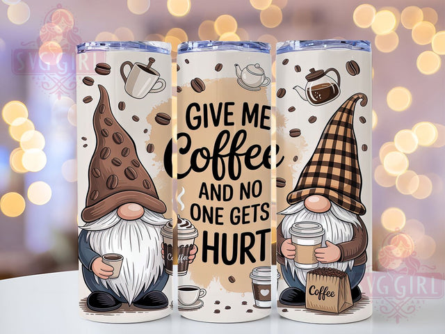 Whimsical Coffee Gnome Tumbler, Funny Coffee PNG, Gnome Tumbler Wrap, Caffeine Lover Wrap, Give Me Coffee Design, 20oz Tumbler PNG, Coffee Humor Sublimation Sublimation SvggirlplusArt 