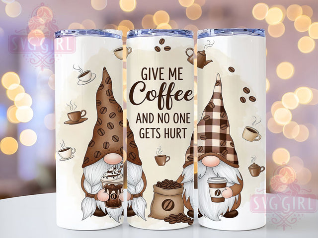 Whimsical Coffee Gnome Tumbler, Funny Coffee PNG, Gnome Tumbler Wrap, Caffeine Lover Wrap, Give Me Coffee Design, 20oz Tumbler PNG, Coffee Humor Sublimation Sublimation SvggirlplusArt 