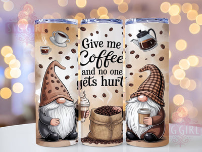 Whimsical Coffee Gnome Tumbler, Funny Coffee PNG, Gnome Tumbler Wrap, Caffeine Lover Wrap, Give Me Coffee Design, 20oz Tumbler PNG, Coffee Humor Sublimation Sublimation SvggirlplusArt 