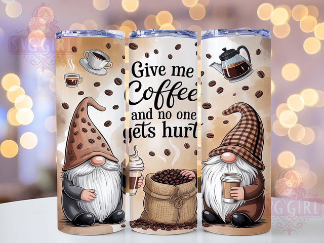 Whimsical Coffee Gnome Tumbler, Funny Coffee PNG, Gnome Tumbler Wrap, Caffeine Lover Wrap, Give Me Coffee Design, 20oz Tumbler PNG, Coffee Humor Sublimation Sublimation SvggirlplusArt 