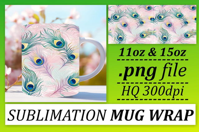Whimsical Colorful Feather Mug Sublimation: 11oz 15oz Fun Edition Sublimation afrosvg 