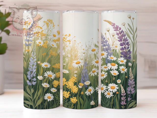Whimsical Cottagecore Boho Daisy Tumbler, Boho Daisy Tumbler, Wildflower Boho Wrap, Rustic Cottagecore Wrap, Whimsical Daisy Wrap, Sublimation Design, Trendy Gift Idea Sublimation Lara' s Designs 