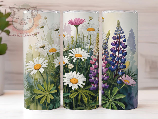 Whimsical Cottagecore Boho Daisy Tumbler, Boho Daisy Tumbler, Wildflower Boho Wrap, Rustic Cottagecore Wrap, Whimsical Daisy Wrap, Sublimation Design, Trendy Gift Idea Sublimation Lara' s Designs 