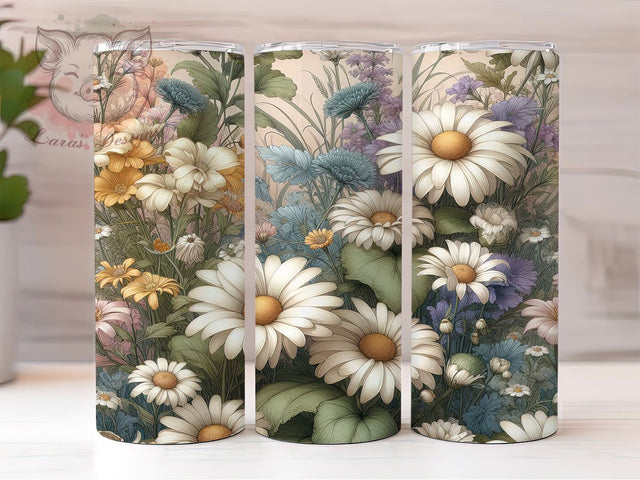 Whimsical Cottagecore Boho Daisy Tumbler, Boho Daisy Tumbler, Wildflower Boho Wrap, Rustic Cottagecore Wrap, Whimsical Daisy Wrap, Sublimation Design, Trendy Gift Idea Sublimation Lara' s Designs 