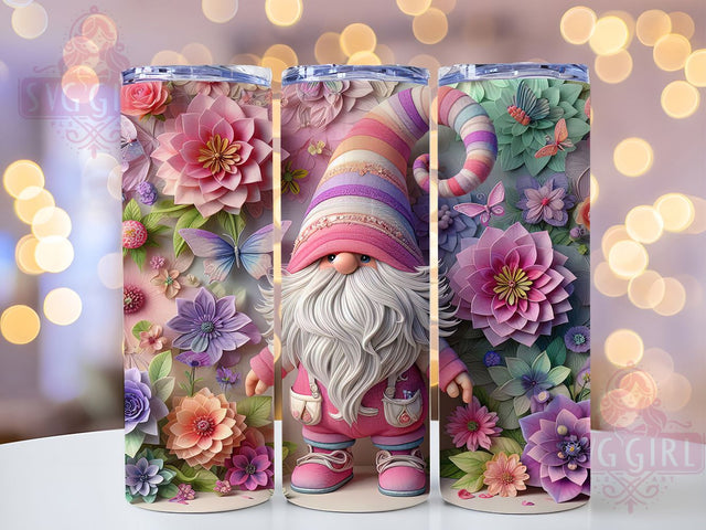 Whimsical Cottagecore Floral Gnome Tumbler, Whimsical Gnome Tumbler, Rustic Floral Wrap, Cottagecore Gnome Wrap, Cute Gnome Wrap, Sublimation Design, Trendy Gift Idea Sublimation SvggirlplusArt 