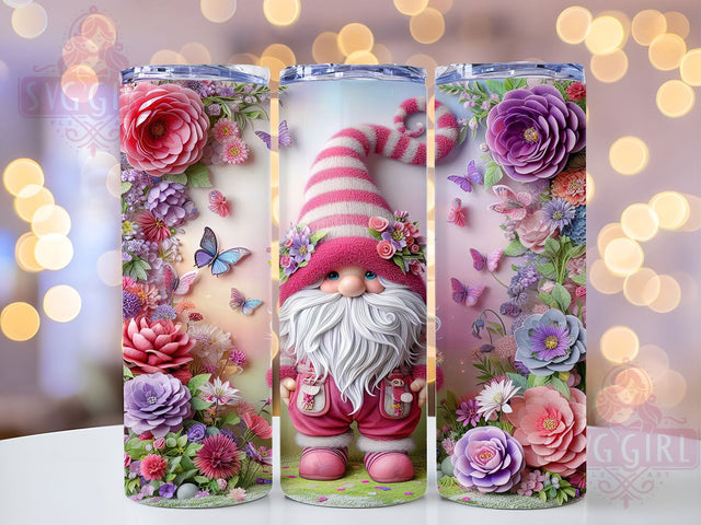Whimsical Cottagecore Floral Gnome Tumbler, Whimsical Gnome Tumbler, Rustic Floral Wrap, Cottagecore Gnome Wrap, Cute Gnome Wrap, Sublimation Design, Trendy Gift Idea Sublimation SvggirlplusArt 