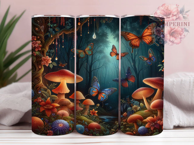 Whimsical Cottagecore Mushroom 20oz Tumbler, Rustic Cup Wrap, Whimsical Mushroom Design, Sublimation Tumbler Wrap, 20Oz Tumbler Design, Artistic Cottagecore Cup, Stylish Mushroom Wrap Sublimation Li Zamperini 