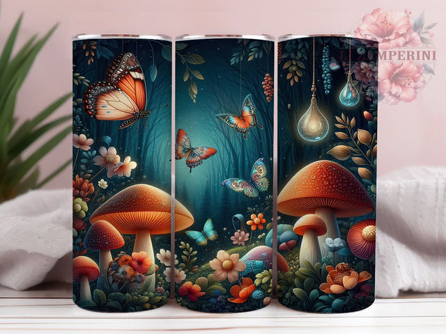 Whimsical Cottagecore Mushroom 20oz Tumbler, Rustic Cup Wrap, Whimsical Mushroom Design, Sublimation Tumbler Wrap, 20Oz Tumbler Design, Artistic Cottagecore Cup, Stylish Mushroom Wrap Sublimation Li Zamperini 