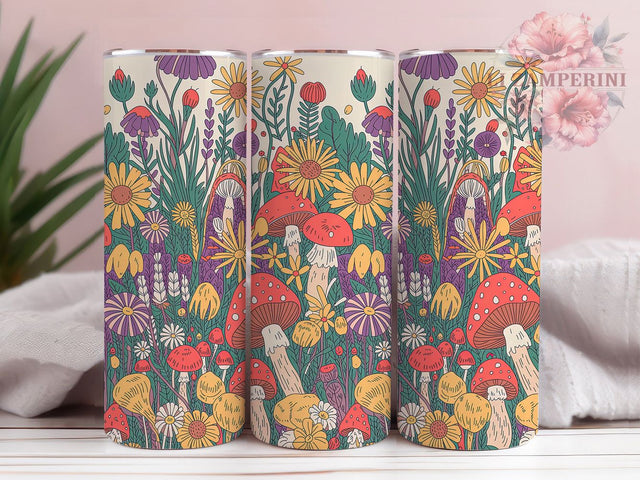 Whimsical Cottagecore Mushroom Tumbler, Seamless Floral Tumbler, Rustic Mushroom Wrap, Whimsical Cottagecore Wrap, Nature Floral Wrap, Sublimation Design, Trendy Gift Idea Sublimation Li Zamperini 