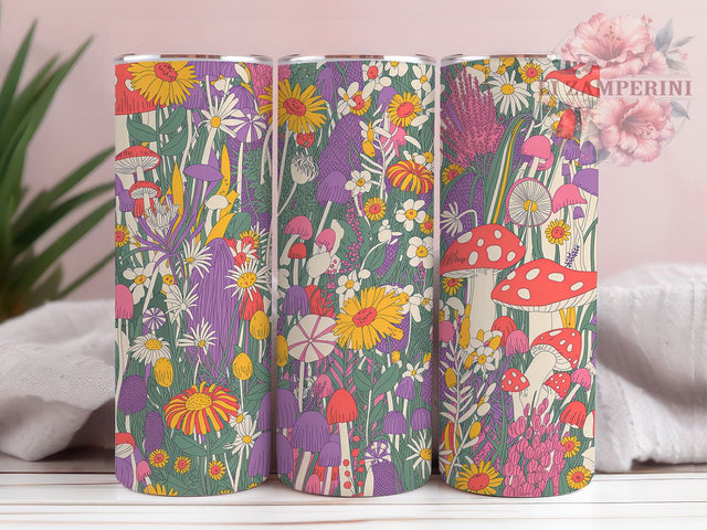Whimsical Cottagecore Mushroom Tumbler, Seamless Floral Tumbler, Rustic Mushroom Wrap, Whimsical Cottagecore Wrap, Nature Floral Wrap, Sublimation Design, Trendy Gift Idea Sublimation Li Zamperini 