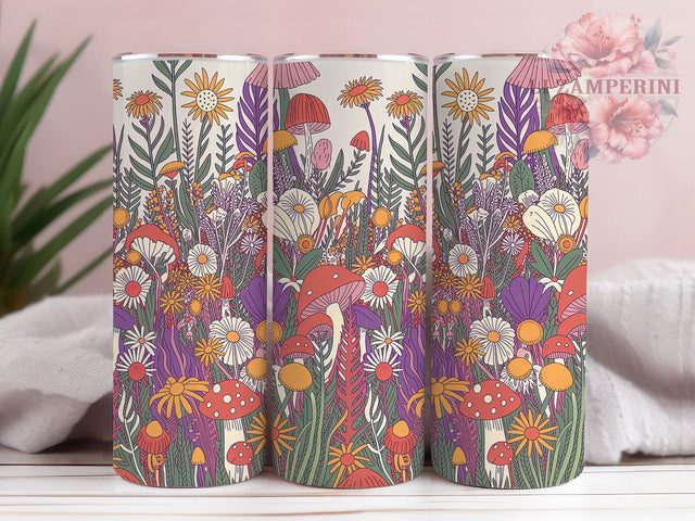 Whimsical Cottagecore Mushroom Tumbler, Seamless Floral Tumbler, Rustic Mushroom Wrap, Whimsical Cottagecore Wrap, Nature Floral Wrap, Sublimation Design, Trendy Gift Idea Sublimation Li Zamperini 