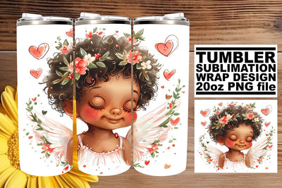 Whimsical Cupid and Heart Art on Tumblers Sublimation afrosvg 