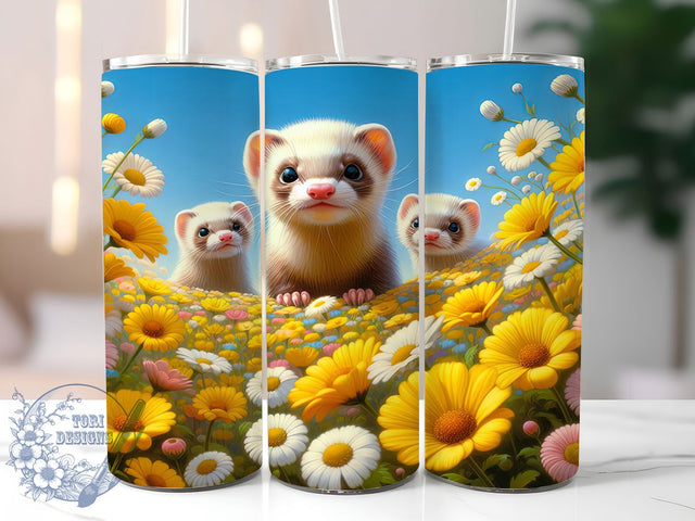 Whimsical Cute Ferret Tumbler, Cute Ferret Tumbler, Whimsical Animal Wrap, Rustic Ferret Wrap, Playful Wildlife Wrap, Sublimation Design, Trendy Gift Idea Sublimation ToriDesigns 