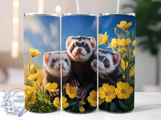 Whimsical Cute Ferret Tumbler, Cute Ferret Tumbler, Whimsical Animal Wrap, Rustic Ferret Wrap, Playful Wildlife Wrap, Sublimation Design, Trendy Gift Idea Sublimation ToriDesigns 